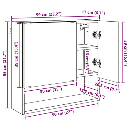 Spiegelschrank Grau Sonoma 59 x 17 x 55 cm Holzwerkstoff