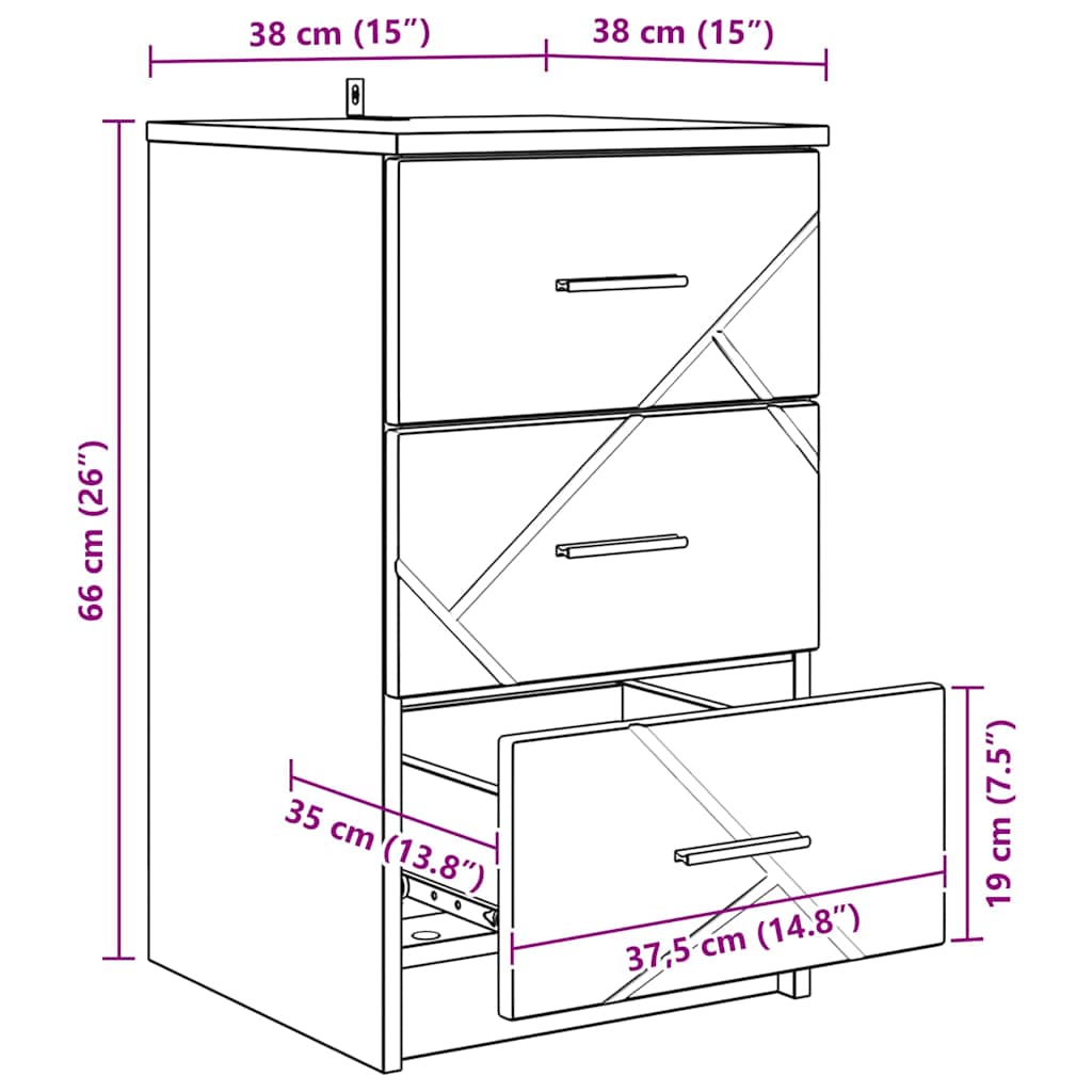 Nachttisch Braun Eichen-Optik 38 x 38 x 66 cm Holzwerkstoff