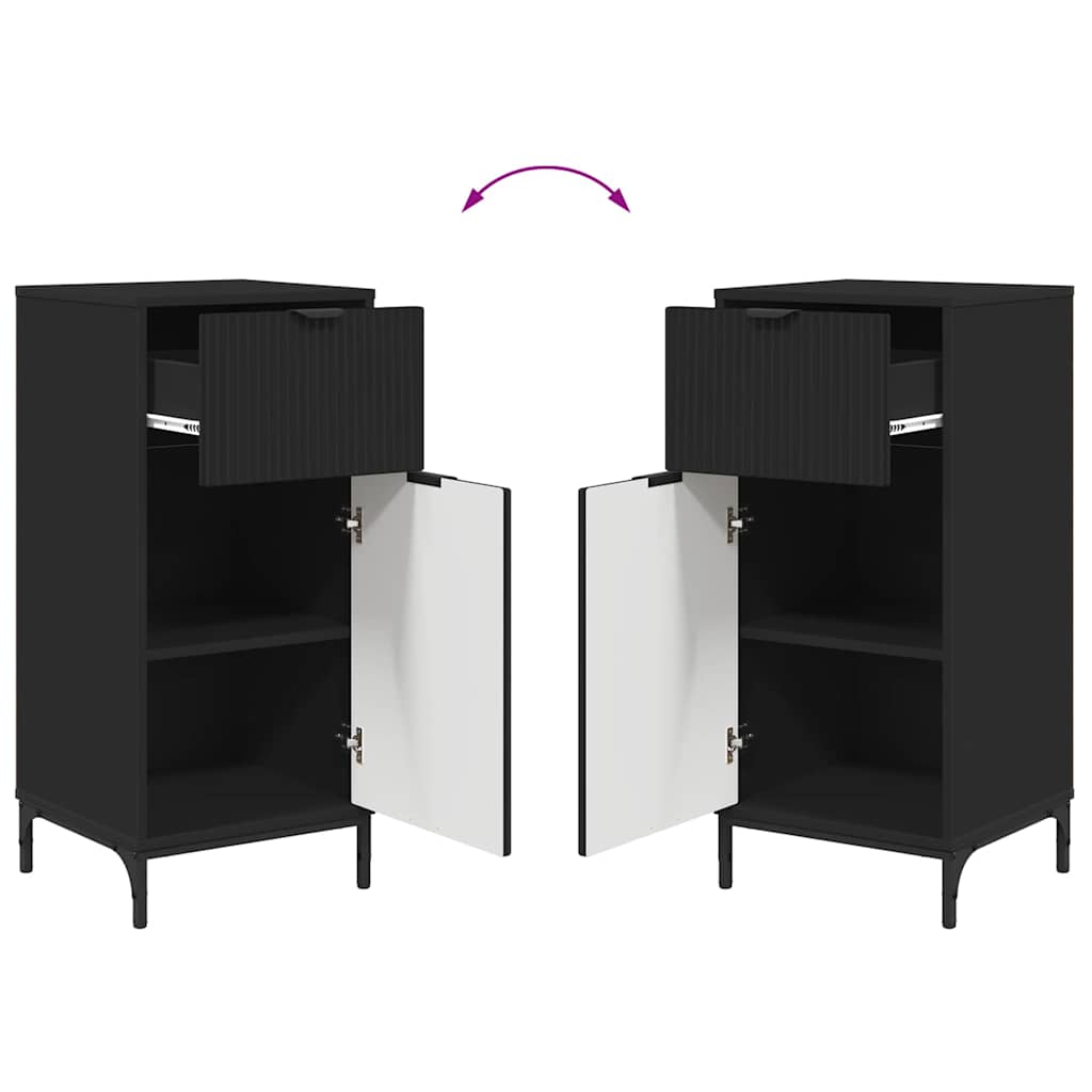 Badezimmer Schrank Schwarz 39,5 x 36 x 88 cm Holzwerkstoff