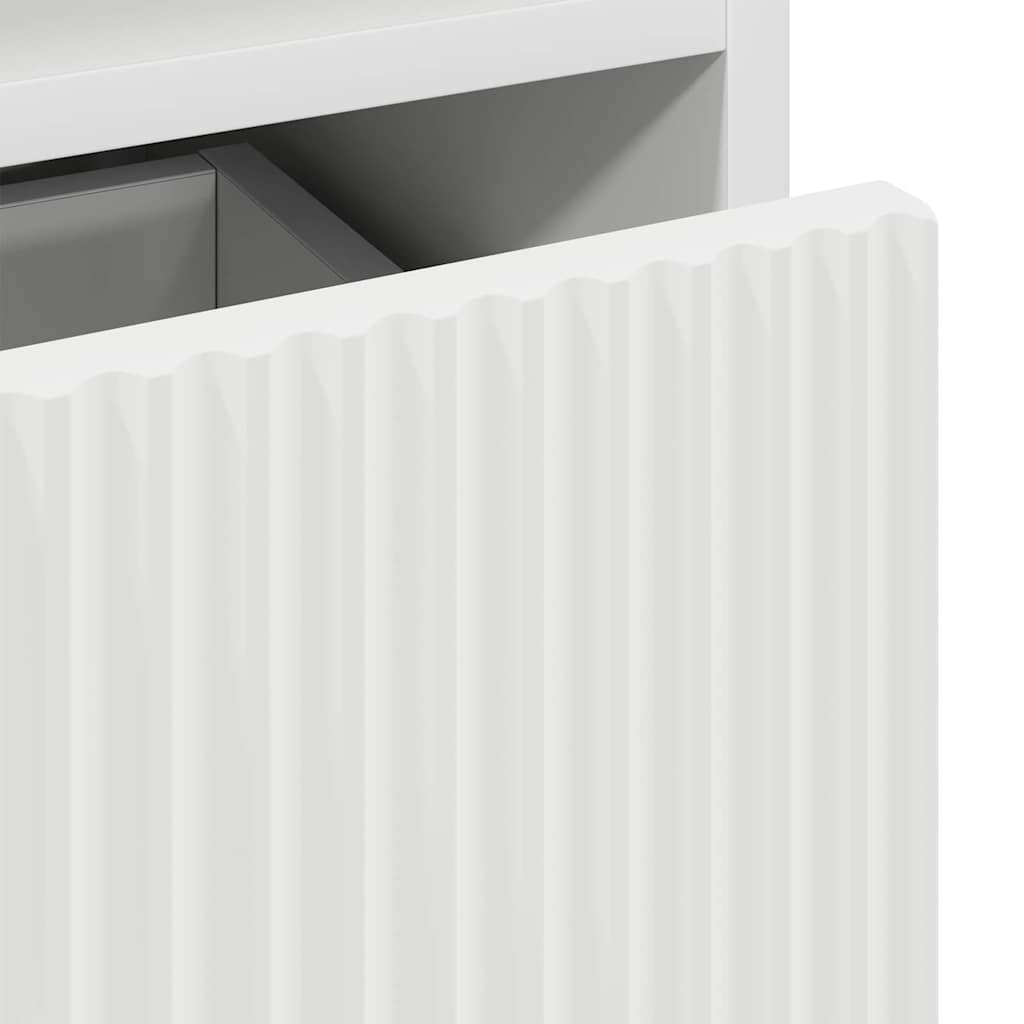 Bad hoher Schrank mit Tür Weiß 31,5 x 33 x 190 cm Holzwerkstoff