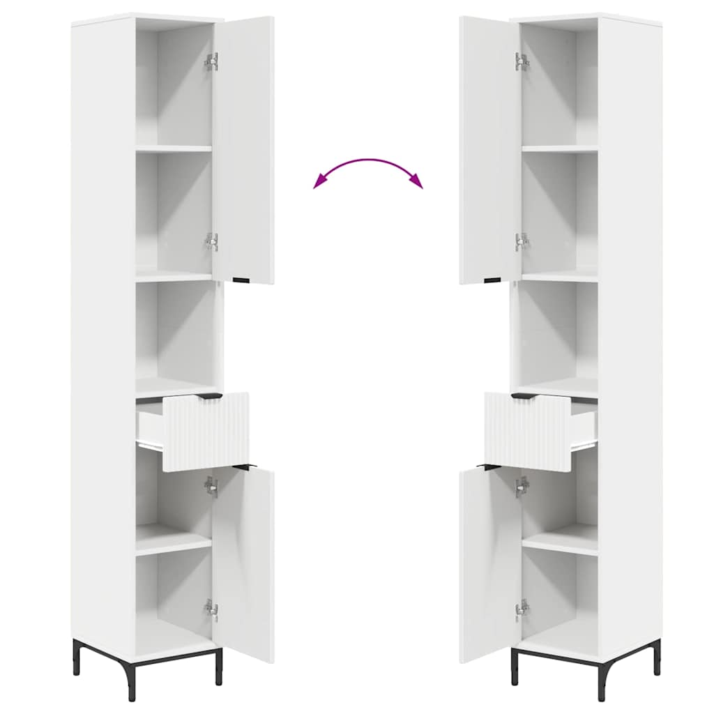 Bad hoher Schrank mit Tür Weiß 31,5 x 33 x 190 cm Holzwerkstoff