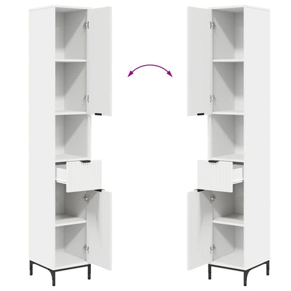 Bad hoher Schrank mit Tür Weiß 31,5 x 33 x 190 cm Holzwerkstoff