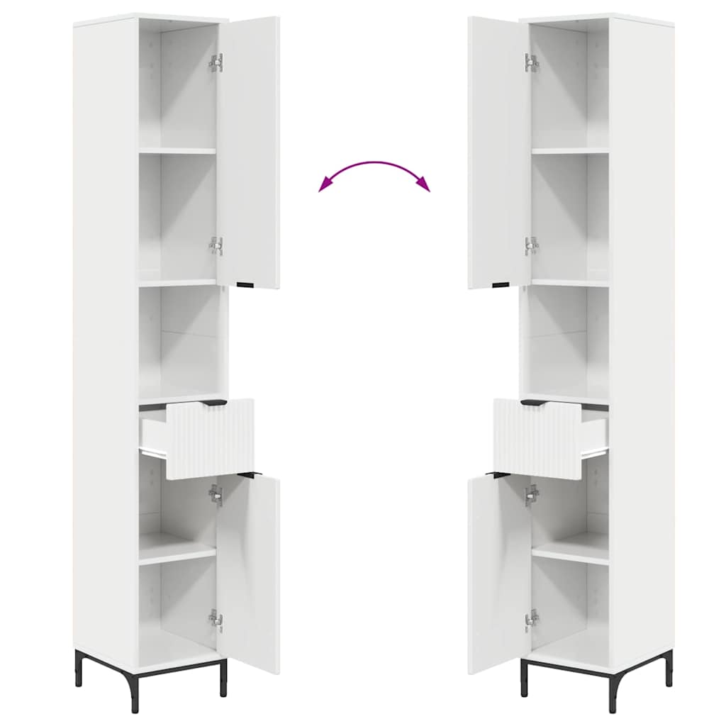 Bad hoher Schrank mit Tür Hochglanz-Weiß 31,5 x 33 x 190 cm