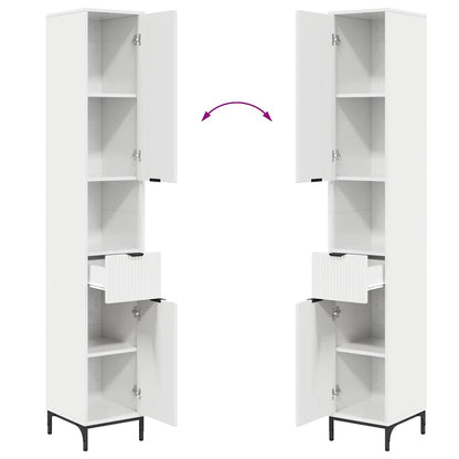 Bad hoher Schrank mit Tür Hochglanz-Weiß 31,5 x 33 x 190 cm