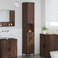 Bad hoher Schrank mit Tür Braun Eichen-Optik 31,5 x 33 x 190 cm