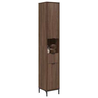Bad hoher Schrank mit Tür Braun Eichen-Optik 31,5 x 33 x 190 cm