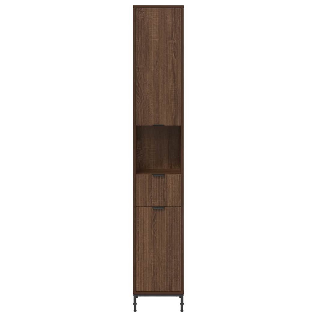 Bad hoher Schrank mit Tür Braun Eichen-Optik 31,5 x 33 x 190 cm