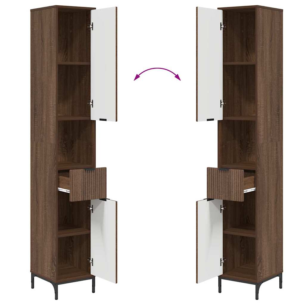 Bad hoher Schrank mit Tür Braun Eichen-Optik 31,5 x 33 x 190 cm