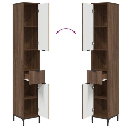 Bad hoher Schrank mit Tür Braun Eichen-Optik 31,5 x 33 x 190 cm