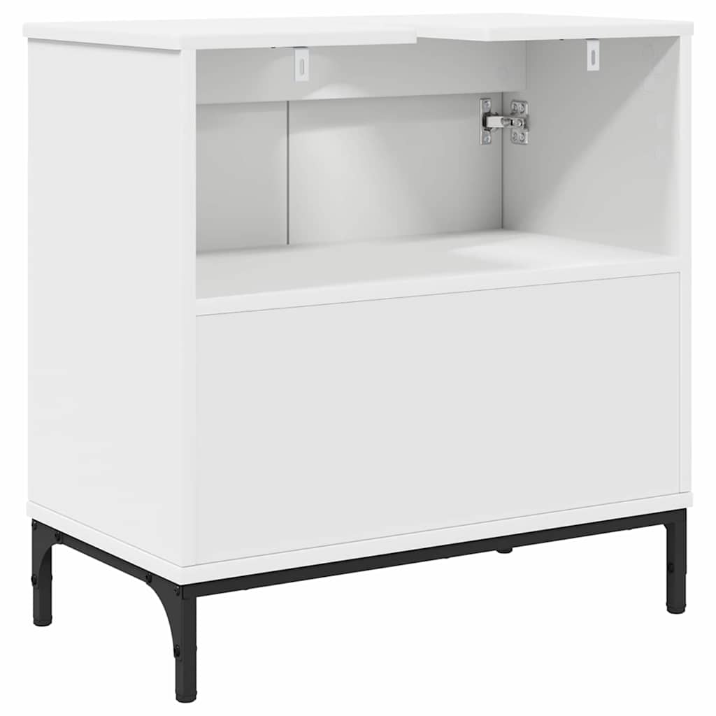 Badezimmer Waschbecken Schrank mit Tür Weiß 60,5 x 33,5 x 61 cm