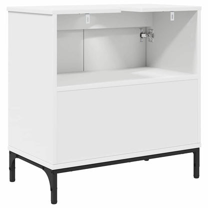 Badezimmer Waschbecken Schrank mit Tür Weiß 60,5 x 33,5 x 61 cm