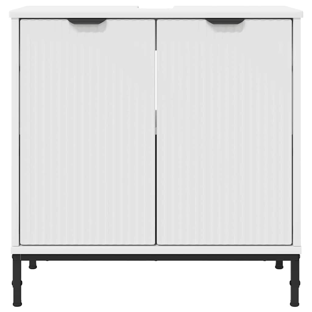 Badezimmer Waschbecken Schrank mit Tür Weiß 60,5 x 33,5 x 61 cm