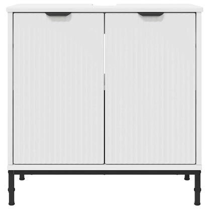 Badezimmer Waschbecken Schrank mit Tür Weiß 60,5 x 33,5 x 61 cm