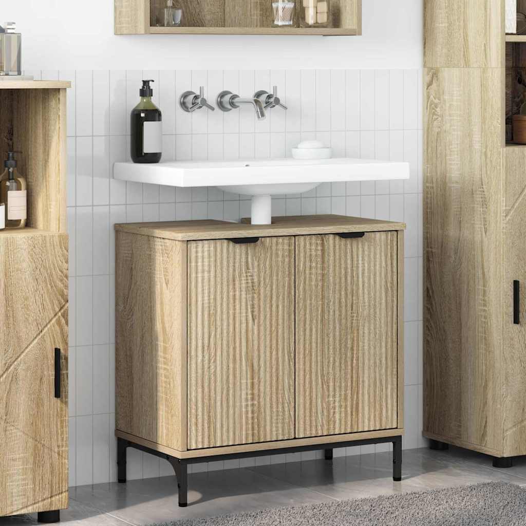 Badezimmer Waschbecken Schrank Sonoma Eiche 60,5 x 33,5 x 61 cm
