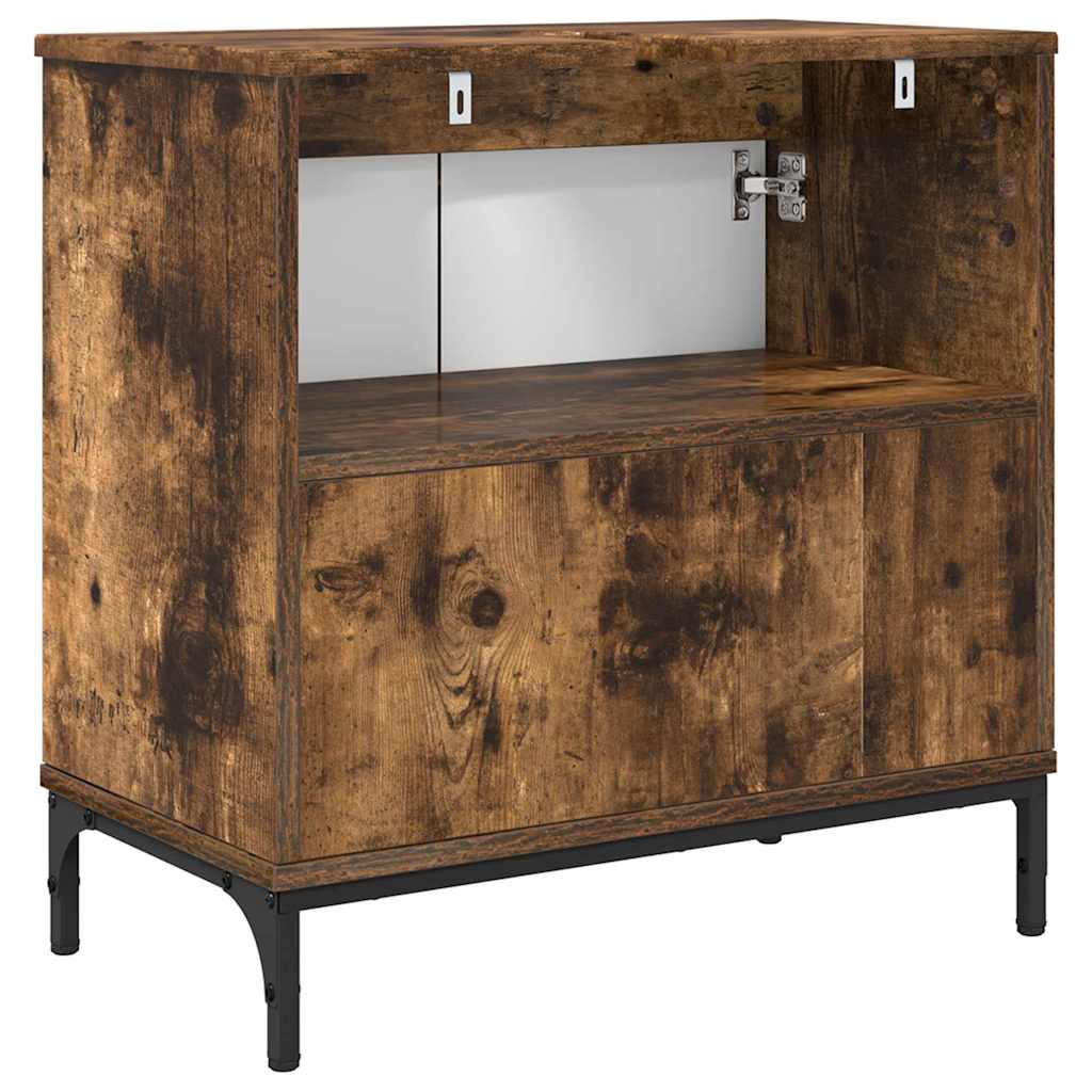 Badezimmer Waschbecken Schrank Räuchereiche 60,5 x 33,5 x 61 cm