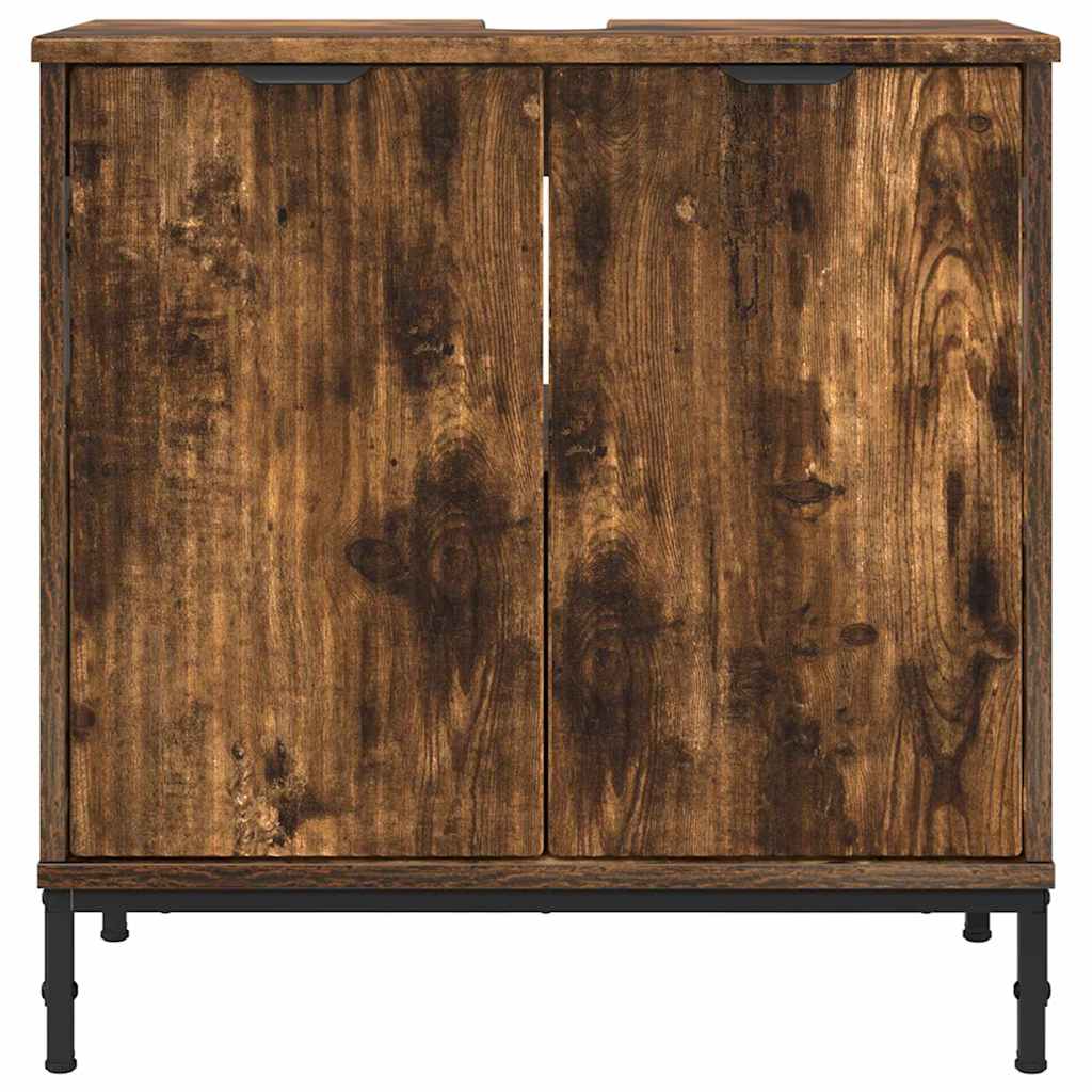 Badezimmer Waschbecken Schrank Räuchereiche 60,5 x 33,5 x 61 cm