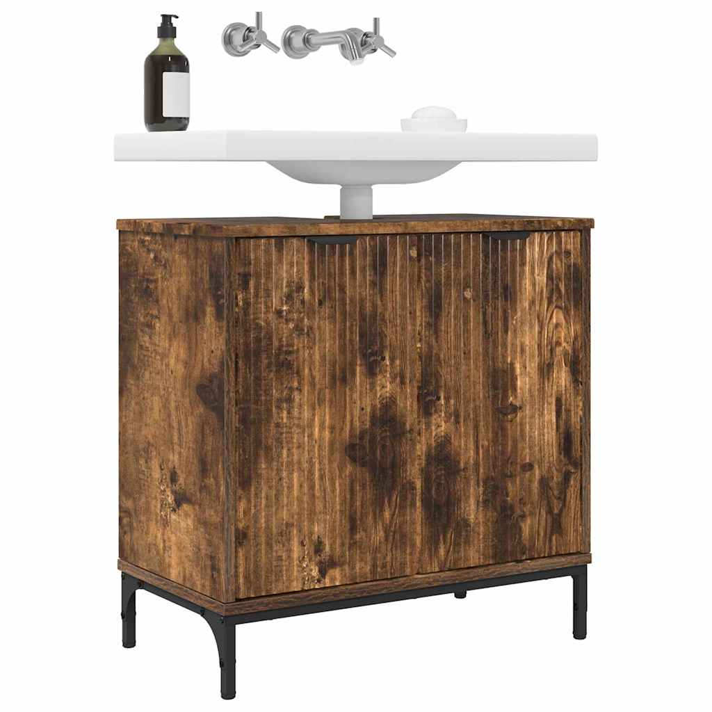 Badezimmer Waschbecken Schrank Räuchereiche 60,5 x 33,5 x 61 cm