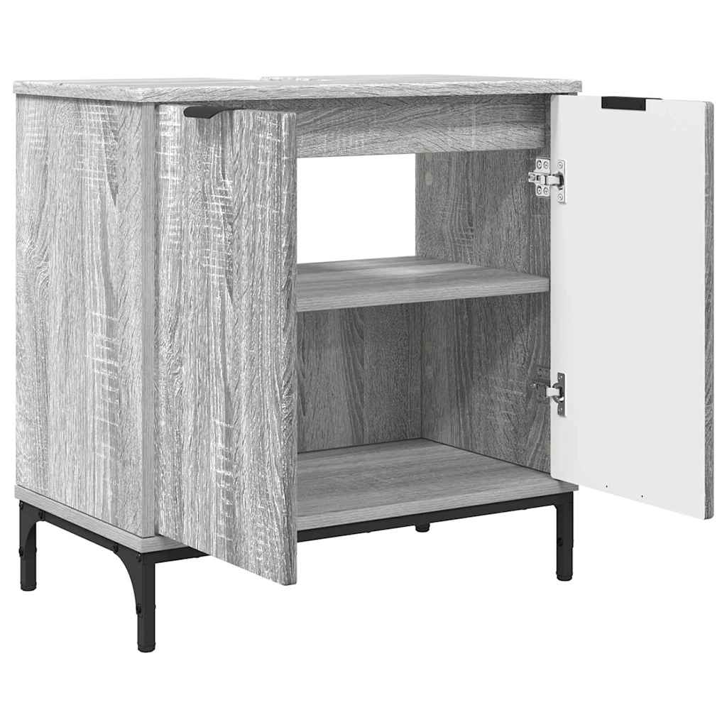 Badezimmer Waschbecken Schrank Grau Sonoma 60,5 x 33,5 x 61 cm