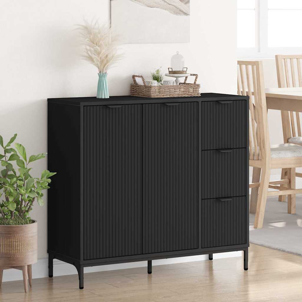 Sideboard Schwarz 89,5 x 33 x 82 cm Holzwerkstoff
