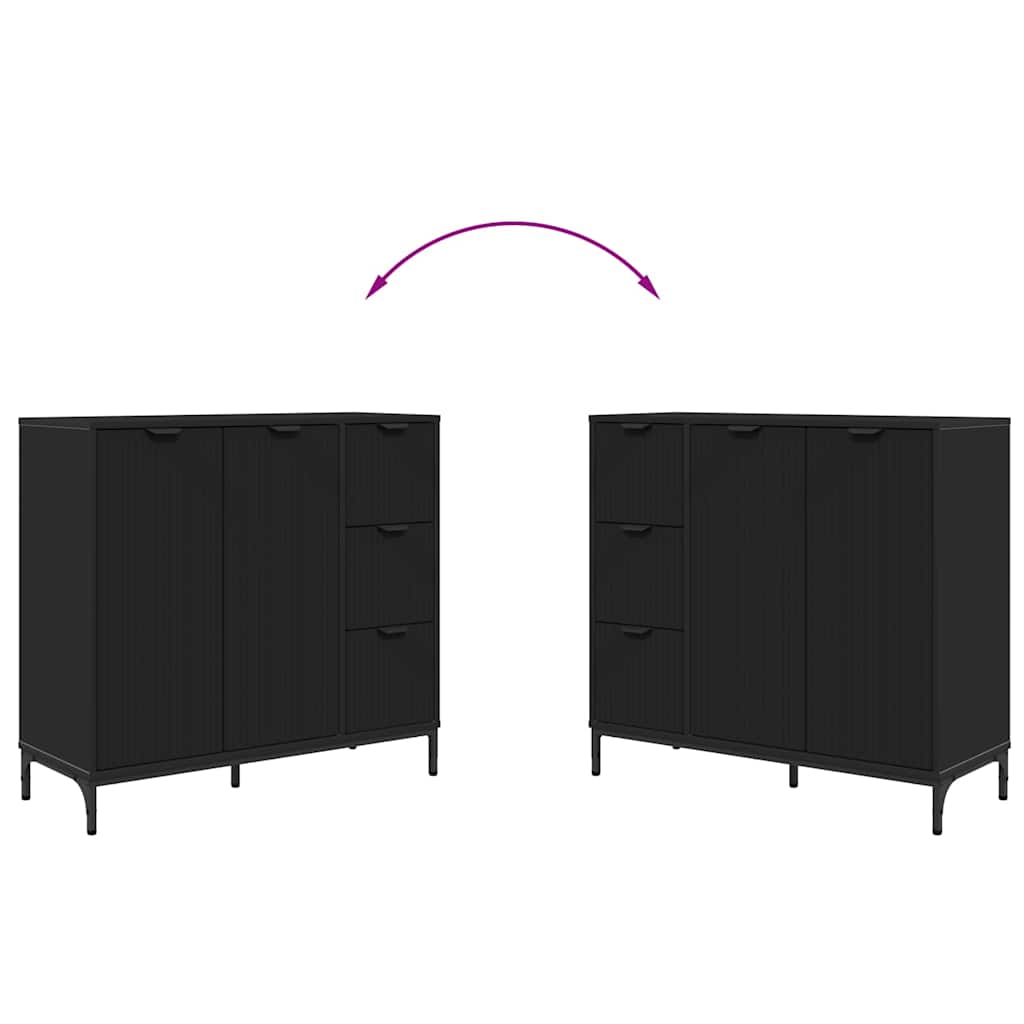 Sideboard Schwarz 89,5 x 33 x 82 cm Holzwerkstoff