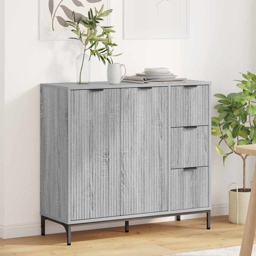 Sideboard Grau Sonoma 89,5 x 33 x 82 cm Holzwerkstoff