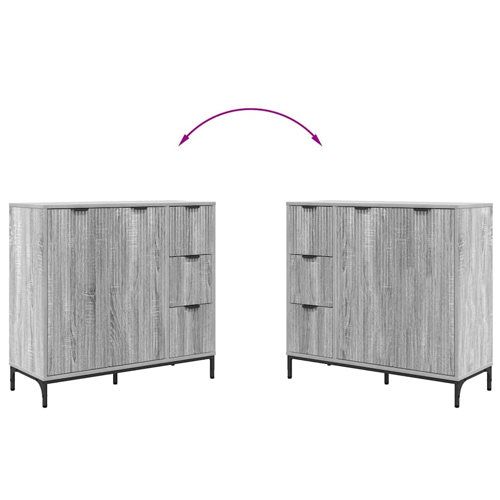 Sideboard Grau Sonoma 89,5 x 33 x 82 cm Holzwerkstoff