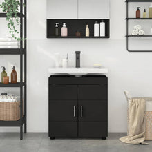 Badezimmer Waschbecken Schrank TULUM Schwarz 60 x 34 x 63 cm