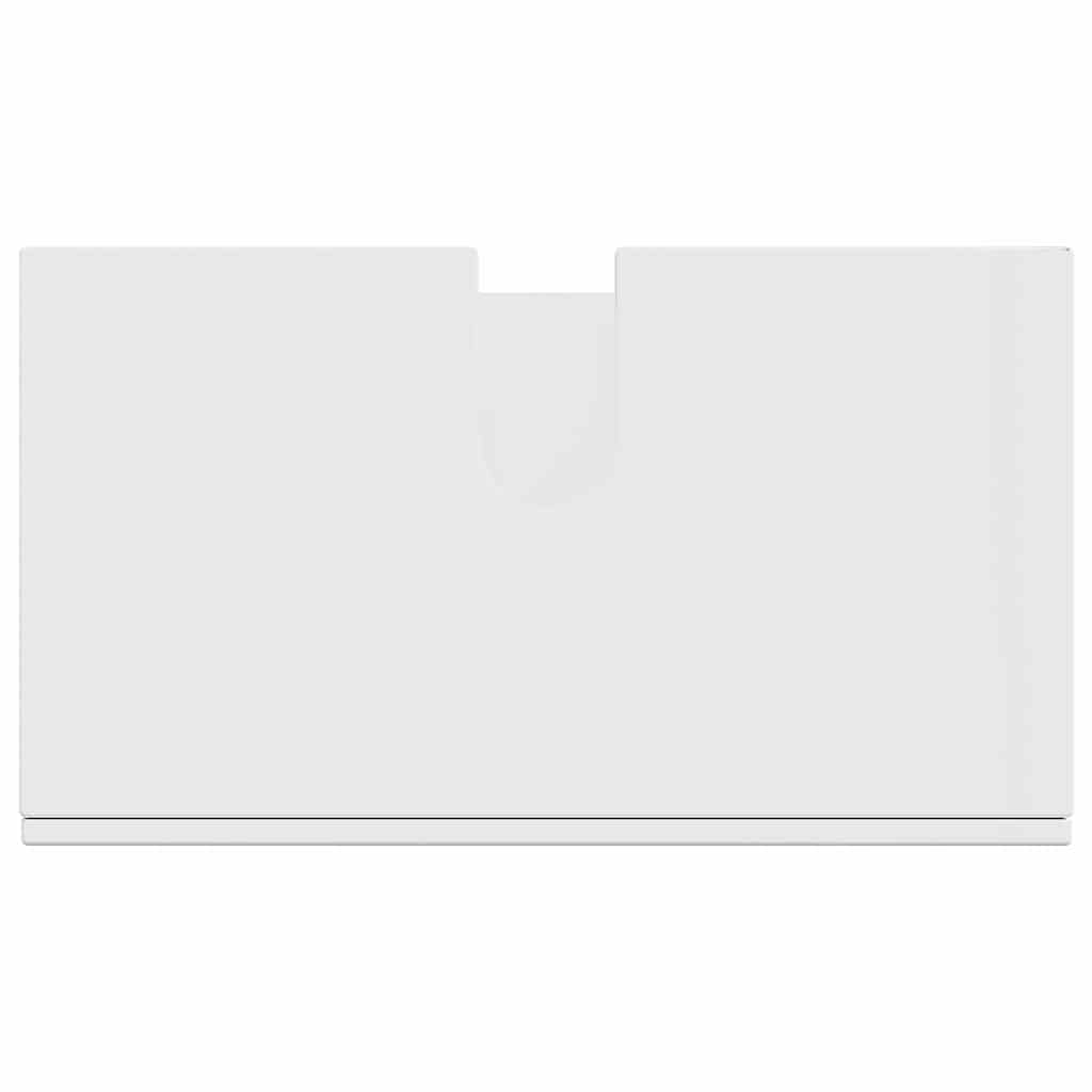 Badezimmer Waschbecken Schrank mit Tür TULUM Hochglanz-Weiß