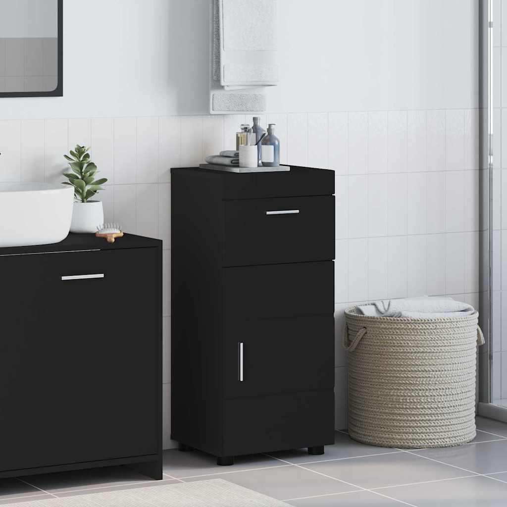 Badezimmer Schrank mit Speicher TULUM Schwarz 37 x 31,5 x 82 cm