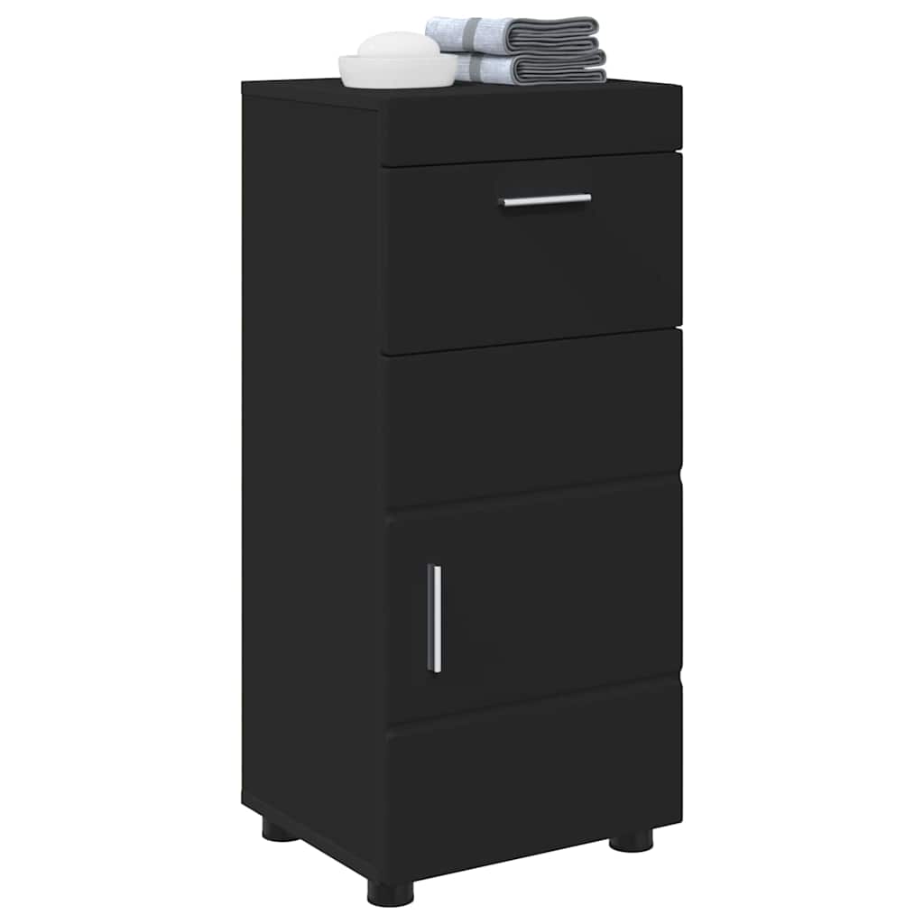 Badezimmer Schrank mit Speicher TULUM Schwarz 37 x 31,5 x 82 cm