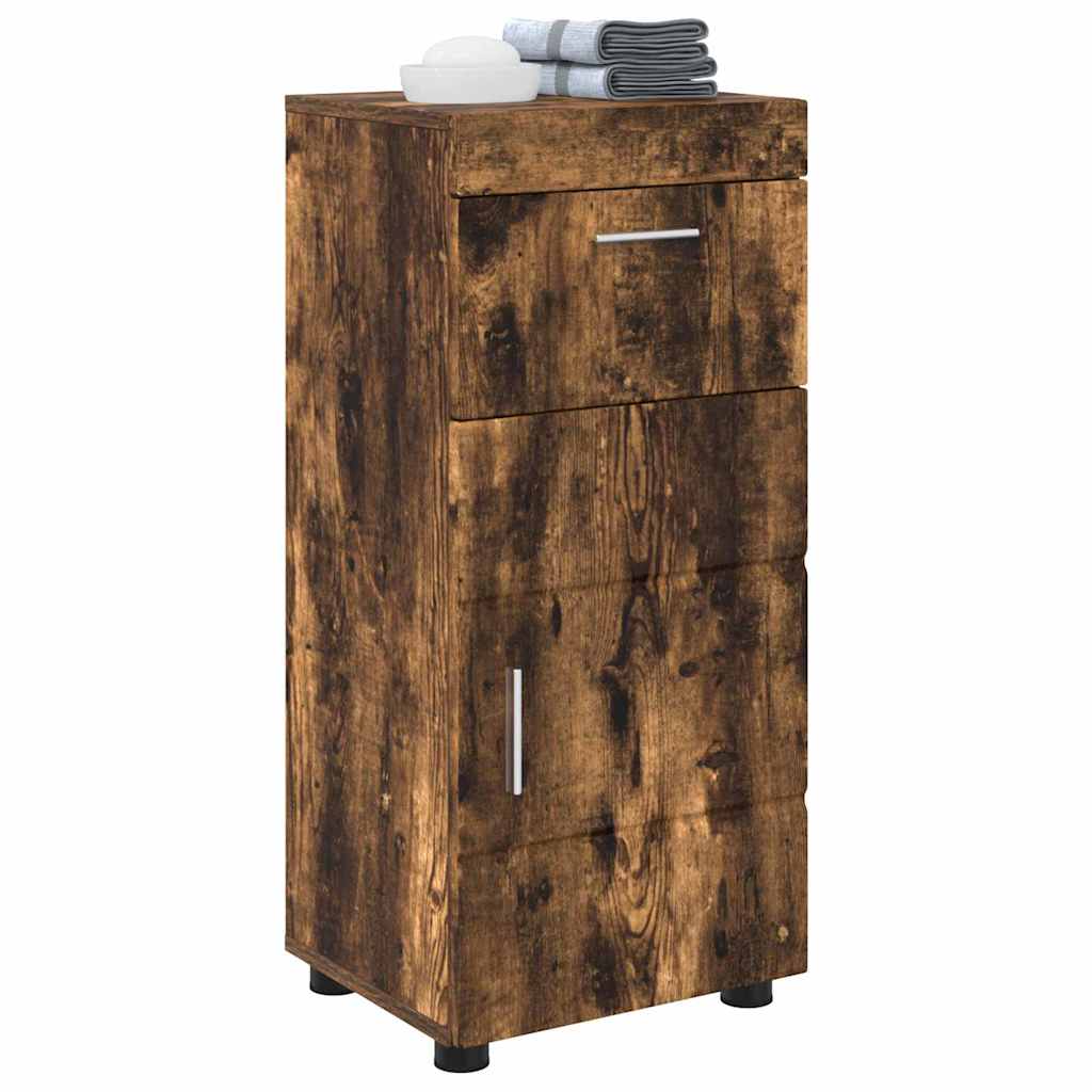 Badezimmer Schrank mit Tür TULUM Räuchereiche 37 x 31,5 x 82 cm