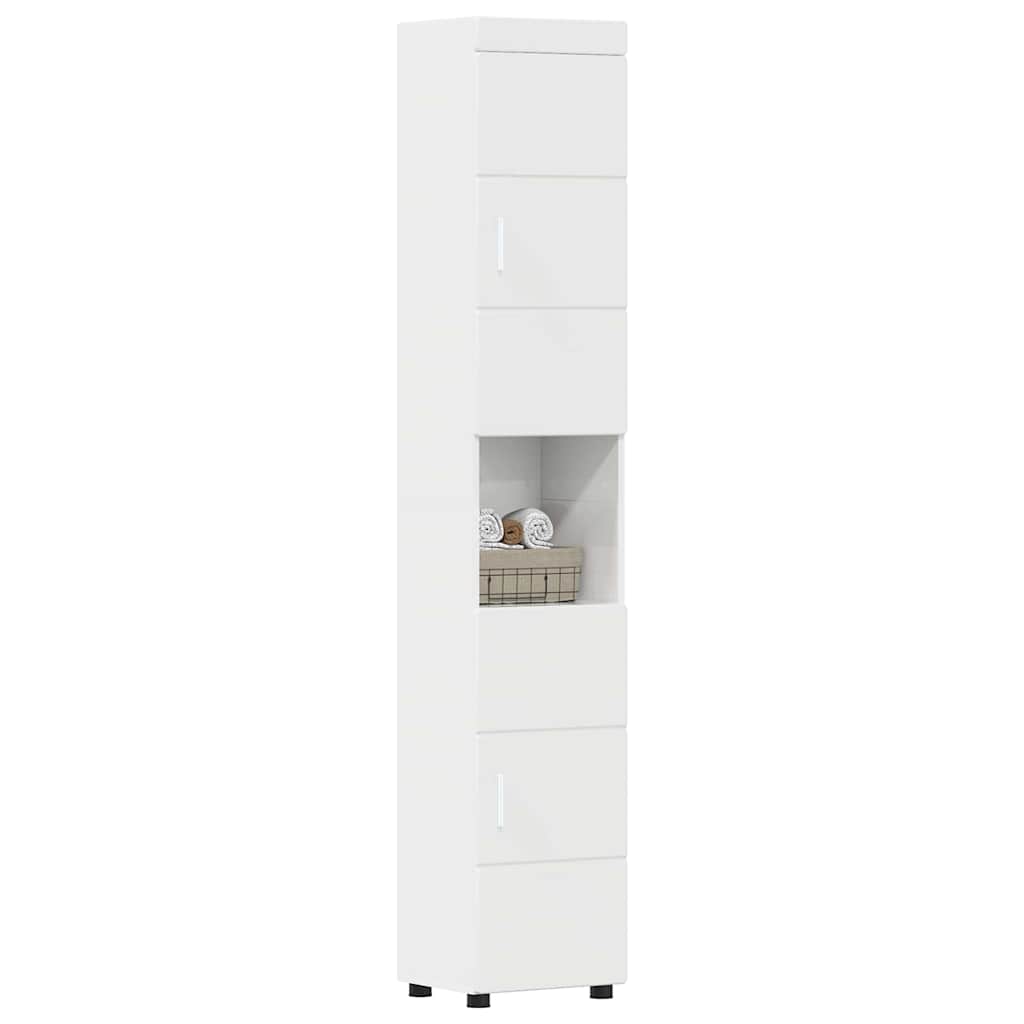 Badezimmer Schrank TULUM Hochglanz-Weiß 37 x 31,5 x 203 cm