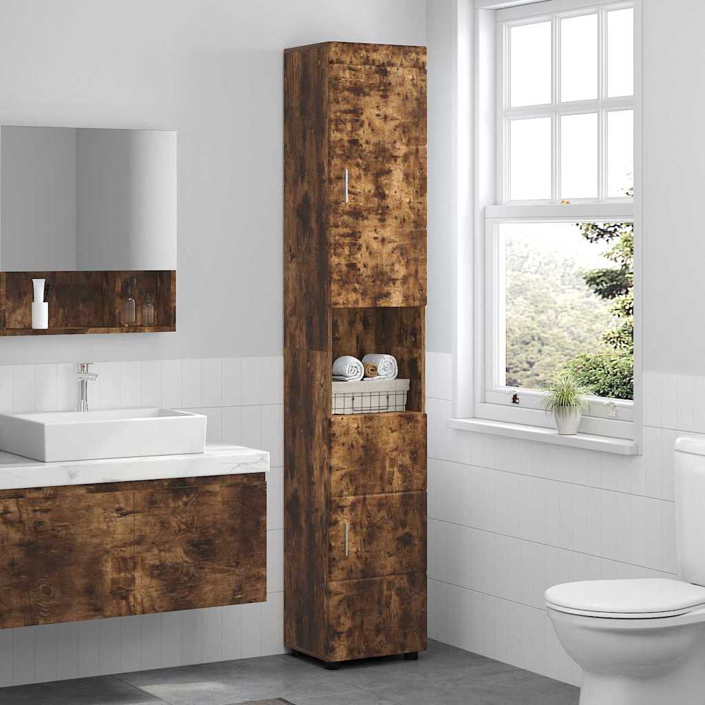 Badezimmer Schrank TULUM Räuchereiche 37 x 31,5 x 203 cm