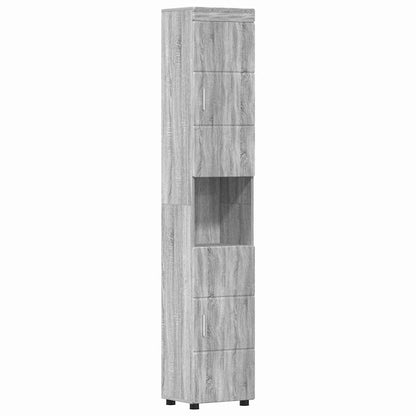 Badezimmer Schrank mit Tür TULUM Grau Sonoma 37 x 31,5 x 203 cm