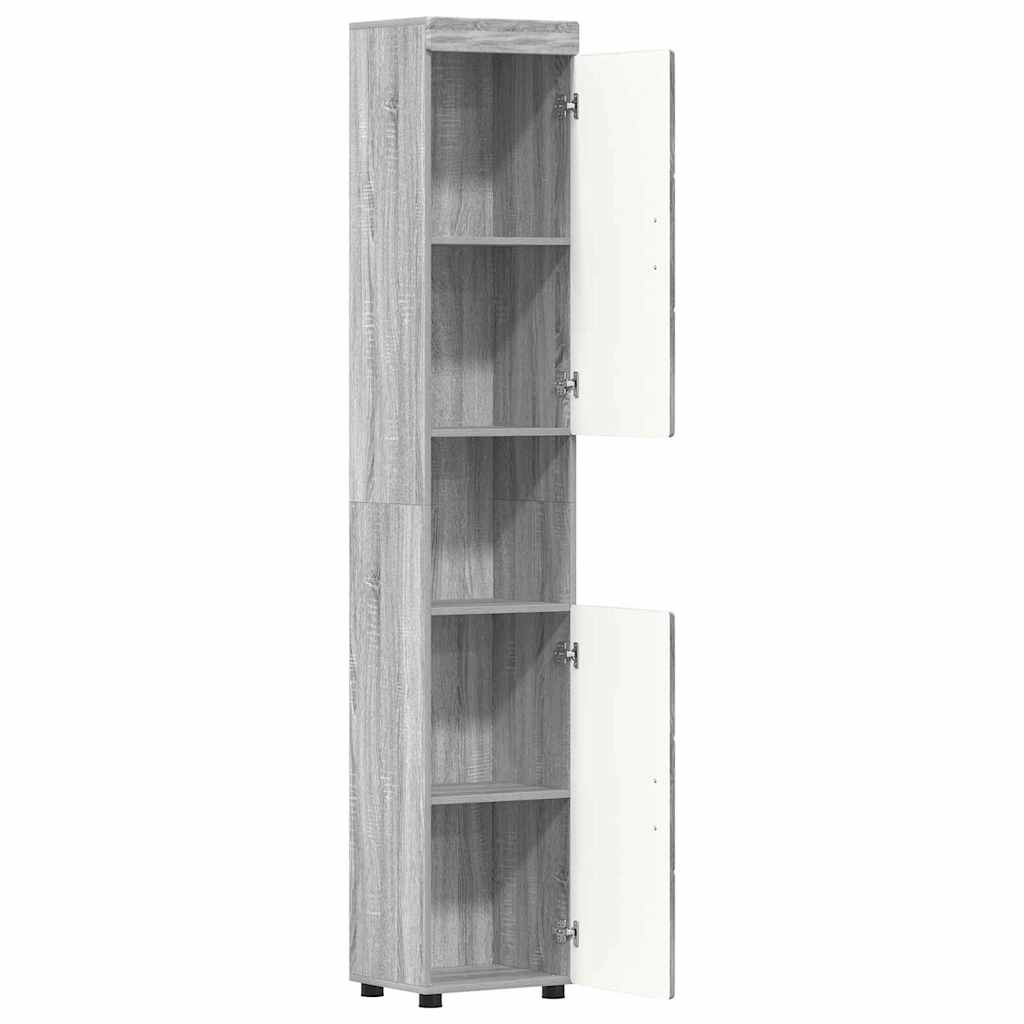 Badezimmer Schrank mit Tür TULUM Grau Sonoma 37 x 31,5 x 203 cm