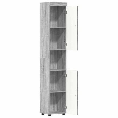 Badezimmer Schrank mit Tür TULUM Grau Sonoma 37 x 31,5 x 203 cm