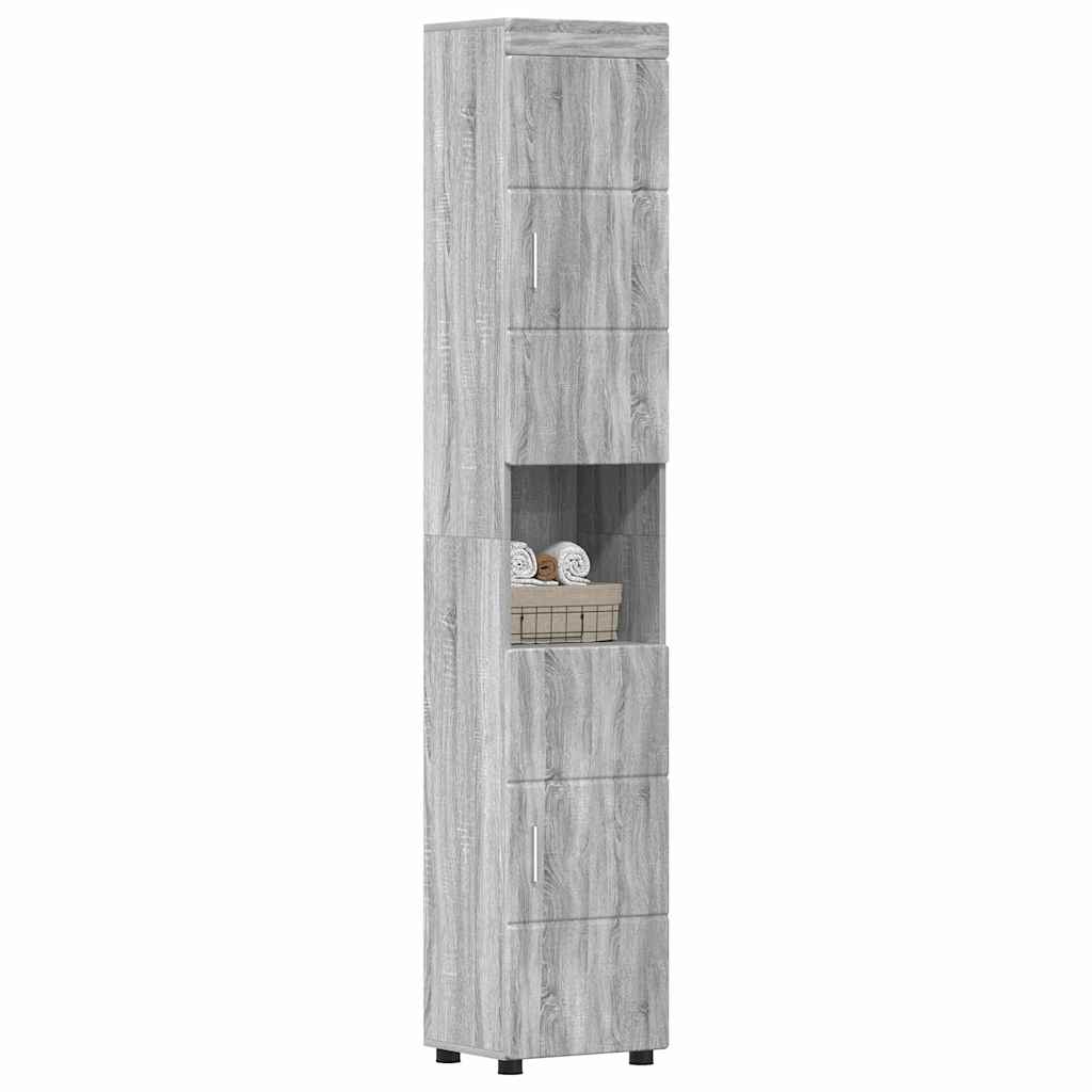Badezimmer Schrank mit Tür TULUM Grau Sonoma 37 x 31,5 x 203 cm