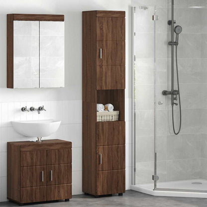 Badezimmer Schrank TULUM Braun Eichen-Optik 37 x 31,5 x 203 cm