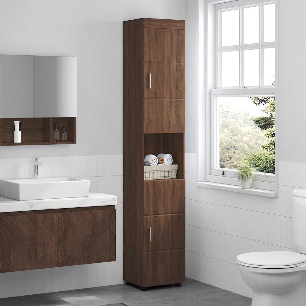 Badezimmer Schrank TULUM Braun Eichen-Optik 37 x 31,5 x 203 cm
