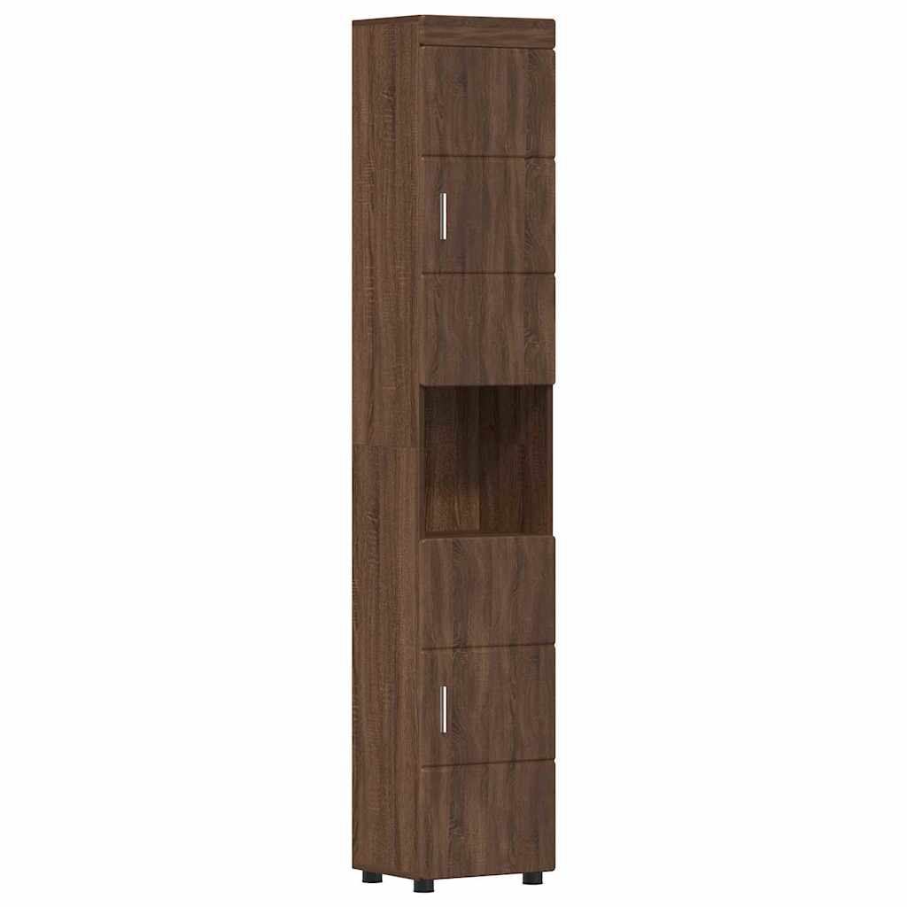 Badezimmer Schrank TULUM Braun Eichen-Optik 37 x 31,5 x 203 cm