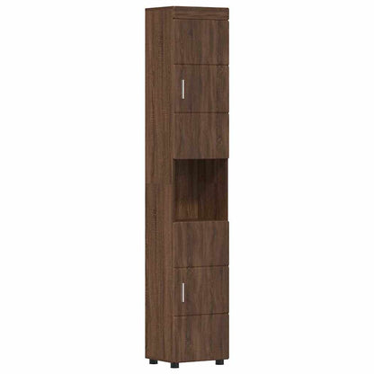 Badezimmer Schrank TULUM Braun Eichen-Optik 37 x 31,5 x 203 cm
