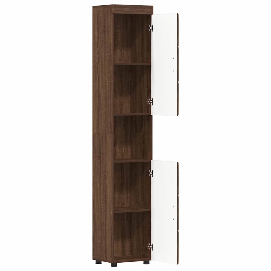 Badezimmer Schrank TULUM Braun Eichen-Optik 37 x 31,5 x 203 cm
