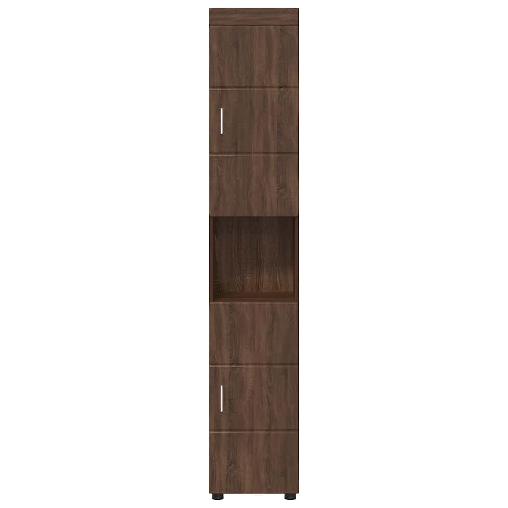 Badezimmer Schrank TULUM Braun Eichen-Optik 37 x 31,5 x 203 cm