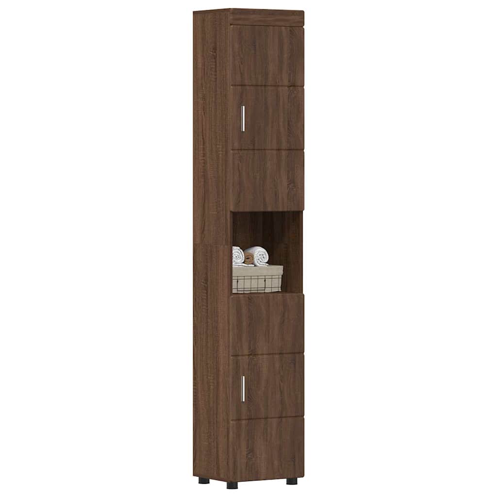 Badezimmer Schrank TULUM Braun Eichen-Optik 37 x 31,5 x 203 cm
