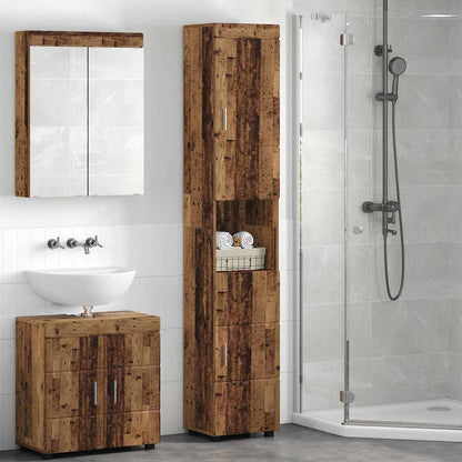 Badezimmer Schrank mit Tür TULUM Altholz 37 x 31,5 x 203 cm