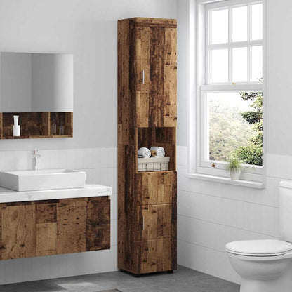 Badezimmer Schrank mit Tür TULUM Altholz 37 x 31,5 x 203 cm