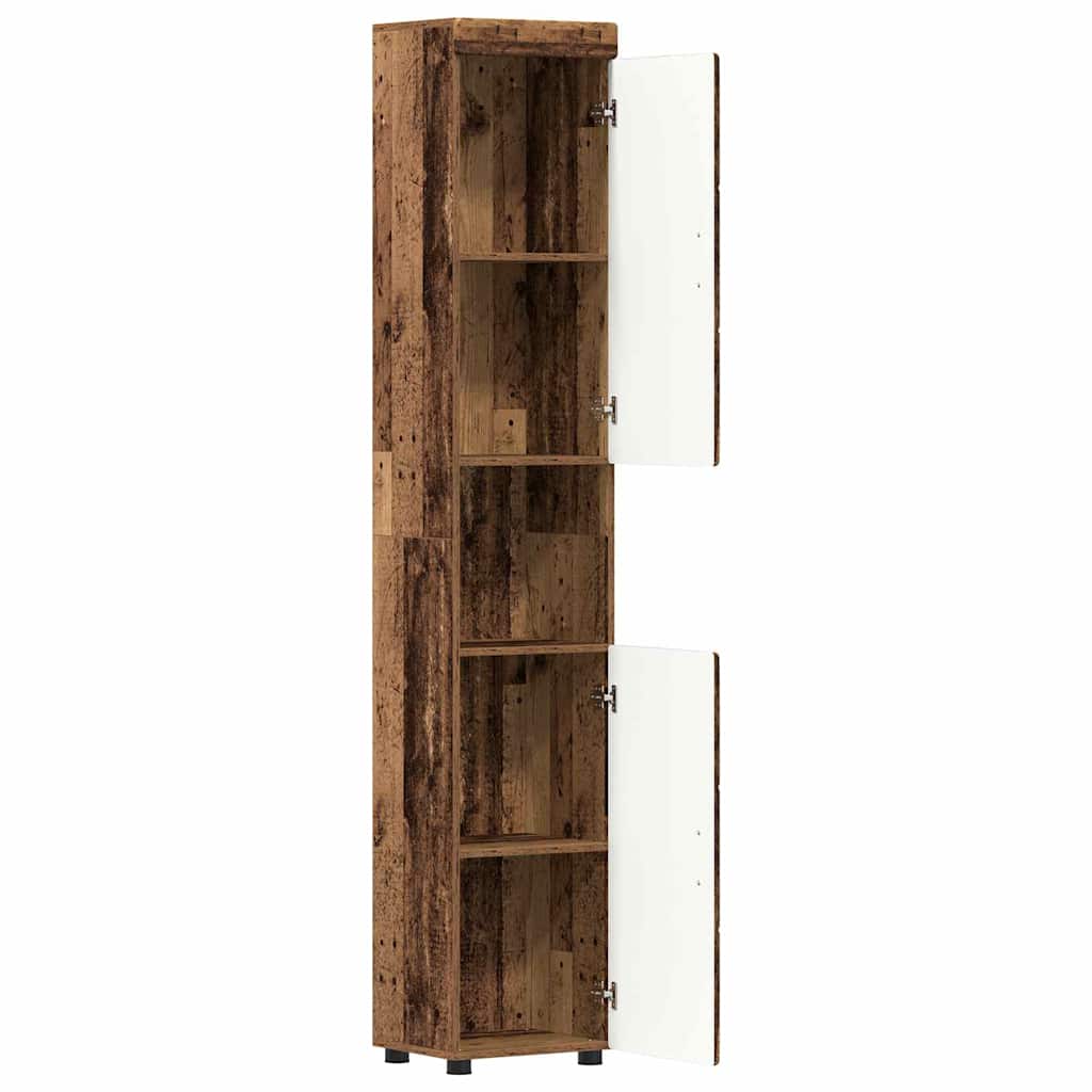 Badezimmer Schrank mit Tür TULUM Altholz 37 x 31,5 x 203 cm