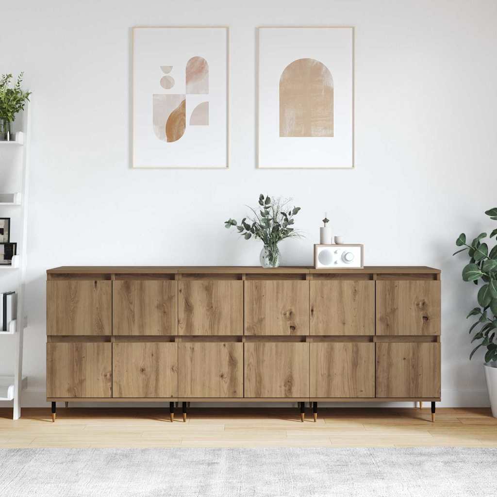 Sideboards 3 pcs Artisan-Eiche 180 x 35 x 70 cm Holzwerkstoff
