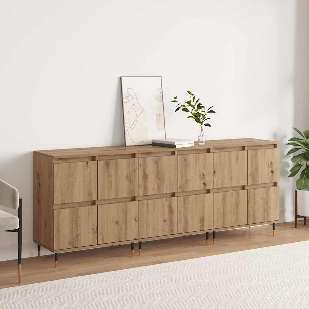 Sideboards 3 pcs Artisan-Eiche 180 x 35 x 70 cm Holzwerkstoff