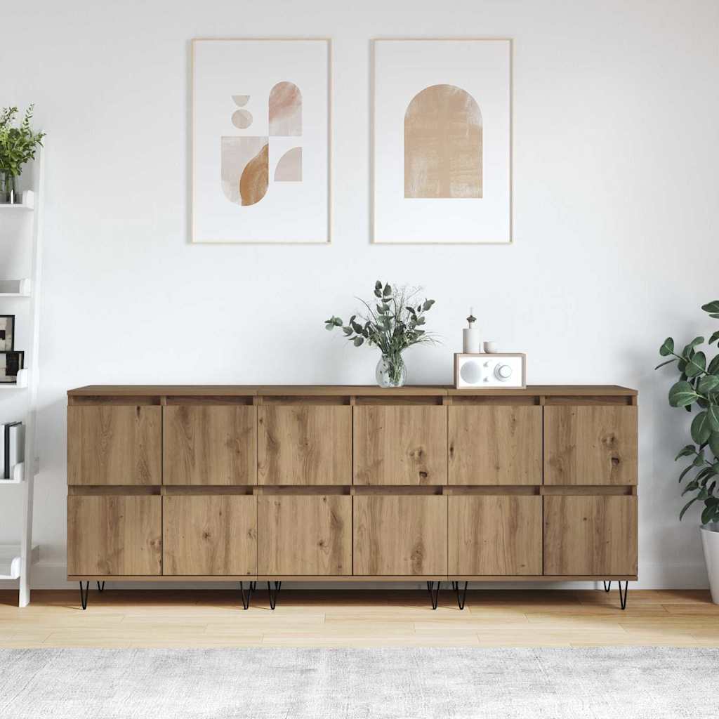 Sideboards 3 pcs Artisan-Eiche 180 x 35 x 70 cm Holzwerkstoff